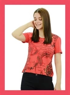 Yazı Detaylı Kırmızı T-Shirt ürün görseli 1