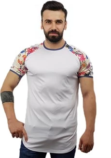 Omuz Desenli Erkek Tişört - Beyaz ürün görseli 1