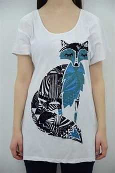 Tilki Baskılı Mavi Tunik - Resim 4