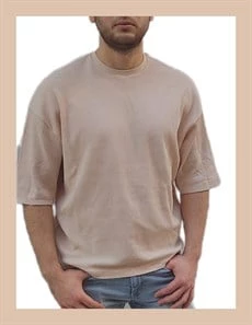 Oversize Waffle Erkek T-shirt 1079 - Resim 3