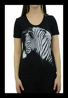 Zebra Baskılı Siyah T-Shirt - Resim 3
