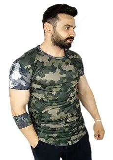 Kamuflaj Kol Detaylı T-Shirt ürün görseli 1