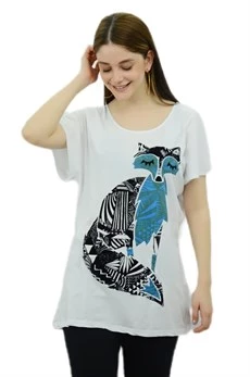 Tilki Baskılı Mavi Tunik ürün görseli 1