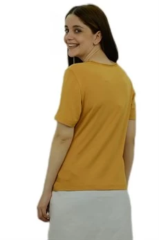 Saten Biyeli Hardal T-Shirt - Resim 4