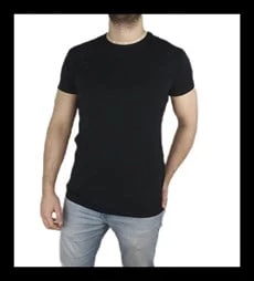 Yaka Detaylı Siyah T-shirt ürün görseli 1