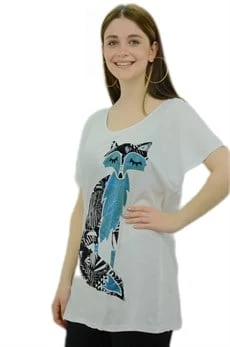 Tilki Baskılı Mavi Tunik - Resim 2