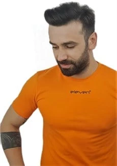Eleven Baskılı Erkek Tişört - Turuncu - Resim 4