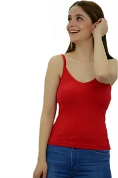İp Askılı Kırmızı Bayan Atlet - Resim 2