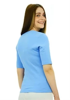 Aksesuar Baskılı Mavi T-Shirt - Resim 2