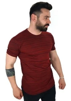 Bordo Siyah Kalın T-Shirt - Resim 4