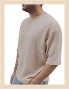Oversize Waffle Erkek T-shirt 1079 - Resim 6