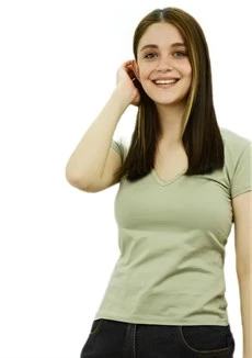 V Yaka Açık Yeşil T-Shirt - Resim 4