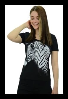 Zebra Baskılı Siyah T-Shirt ürün görseli 1
