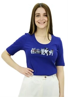 Cat&Dog Baskılı Mavi T-Shirt ürün görseli 1