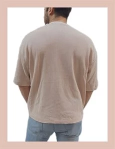Oversize Waffle Erkek T-shirt 1079 - Resim 5