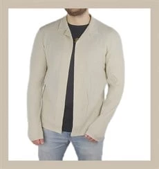 Polo Yaka Önü Açık Krem T-shirt ürün görseli 1