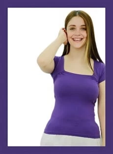 Kare Yaka Mor Bayan T-Shirt - Resim 3