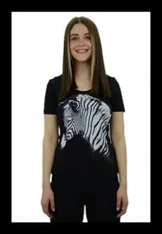 Zebra Baskılı Siyah T-Shirt - Resim 2