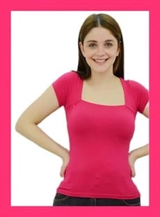Kare Yaka Pembe T-Shirt ürün görseli 1