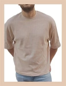 Oversize Waffle Erkek T-shirt 1079 ürün görseli 1