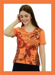 Yazı Detaylı Turuncu T-Shirt ürün görseli 1