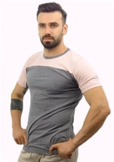 Gri Pembe Erkek T-shirt 10122 ürün görseli 1