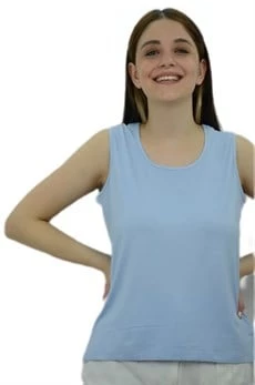 Yukarlak Yaka Mavi Bayan Atlet ürün görseli 1