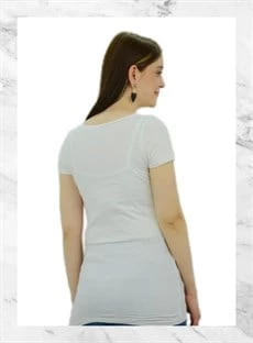 Beyaz Uzun T-Shirt - Resim 3