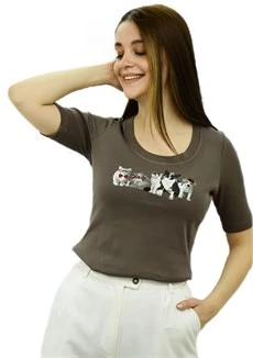 Cat&Dog Baskılı Toprak T-Shirt ürün görseli 1