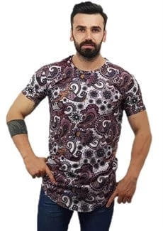 Desenli Erkek Tişört - Mor ürün görseli 1