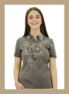 Yakalı Baskılı Toprak T-Shirt - Resim 2