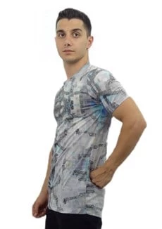 Renkli Erkek T-shirt 10159 - Resim 2