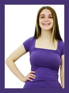 Kare Yaka Mor Bayan T-Shirt - Resim 4