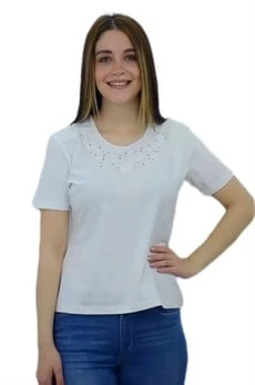 Yakası Taşlı T-Shirt - Resim 2