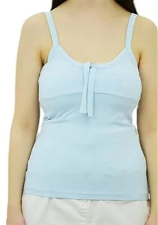 Önü Bağlamalı İp Askılı Bebe Mavisi Bayan Atlet - Resim 3