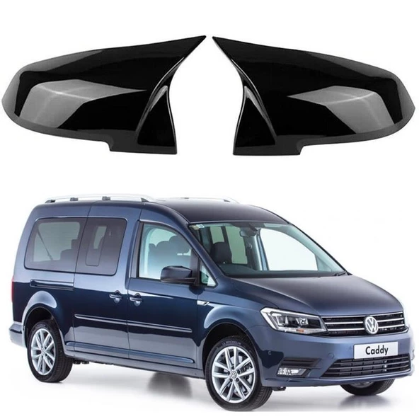 Volkswagen Caddy 2015-2020 Araca Özel Batman Yarasa Ayna Kapağı Pianoblack ürün görseli 1