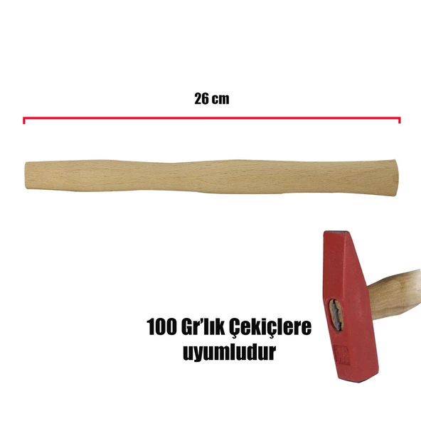 Eltos Çekiç Sapı 100 Gr Ergonomik Ahşap Sap 26 cm - Resim 2