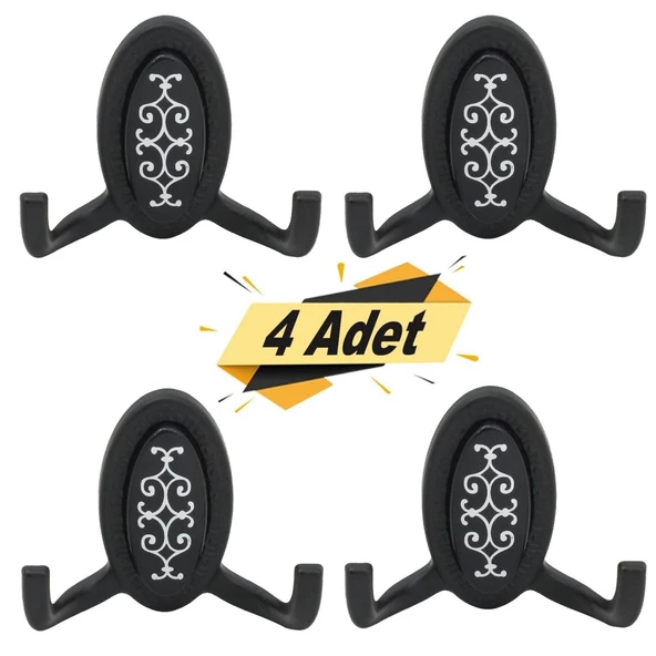 Seçil Vestiyer Duvar Askısı Dolap Elbise Askılığı Siyah Metal Askı (4 ADET) ürün görseli 1