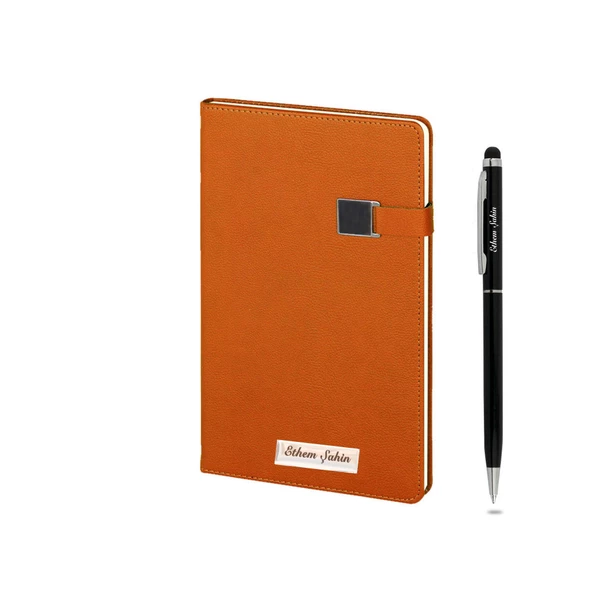 İsme Kişiye Özel Termo Deri Mıknatıslı Kemerli Defter Kalem Seti ürün görseli 1
