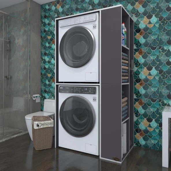 Kenzlife çamaşır-kurutma makinesi dolabı demyan gri 180*090*60 banyo kapaksız arkalıksız ürün görseli 1