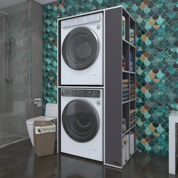 Kenzlife çamaşır-kurutma makinesi dolabı bolodenka gri 180*090*60 banyo kapaksız arkalıksız ürün görseli 1