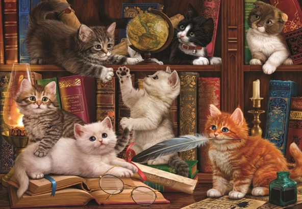 Anatolian 500 Parça Kediler ve Kitaplar Puzzle - 48x33 cm ürün görseli 1