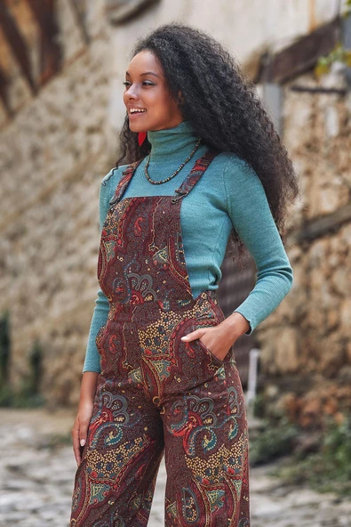 Bol Paça Salopet Kadın Tulum - Resim 3