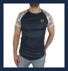 Boyu Uzun Oval Kesim Şeritli Lacivert T-shirt ürün görseli 1