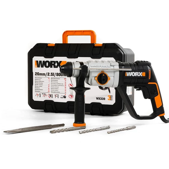 WORX WX339 800Watt 2.5J Profesyonel SDS-Plus Kırıcı/Delici + 4 Adet Uç ürün görseli 1