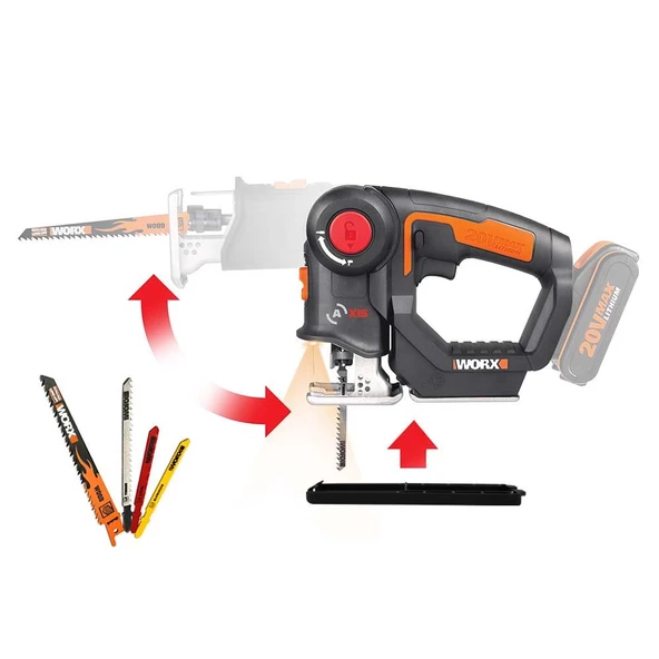 Worx Wx550.9 20Volt Profesyonel Dekupaj Ve Tilki Kuyruğu Testere (Akü Dahil Değildir) ürün görseli 1