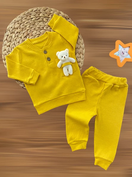 Murat Baby Neşeli Bebeklerimize Oyuncaklı Penye Takım Sarı ürün görseli 1