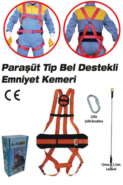 Safeset Paraşüt Tipi Emniyet Kemeri Bel Destekli ürün görseli 1