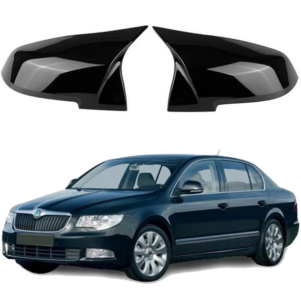 Skoda Super B 08-15 Araca Özel Batman Yarasa Ayna Kapağı Pianoblack ürün görseli 1