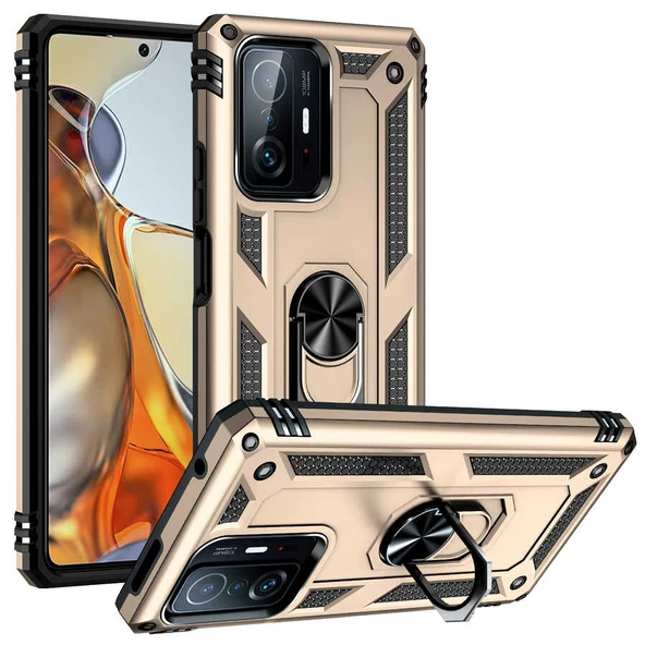 Xiaomi Mi 11T Pro 5G Kılıf Yüzüklü Standlı Manyetikli Armor Zırh Silikon ürün görseli 1